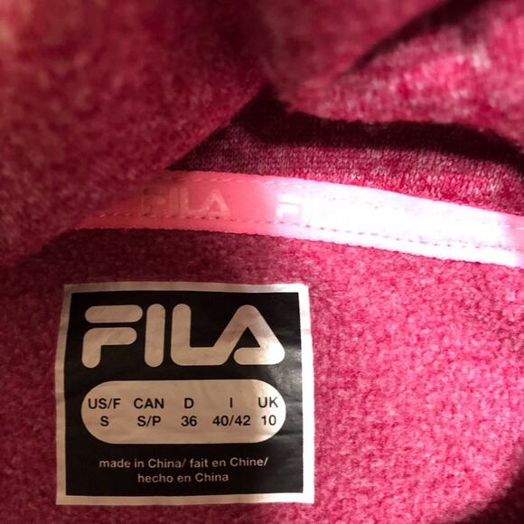 Fila Womens Sweatshirt Small Pink podium hoodie Kangaroo Pocket - Picture 3 of 4